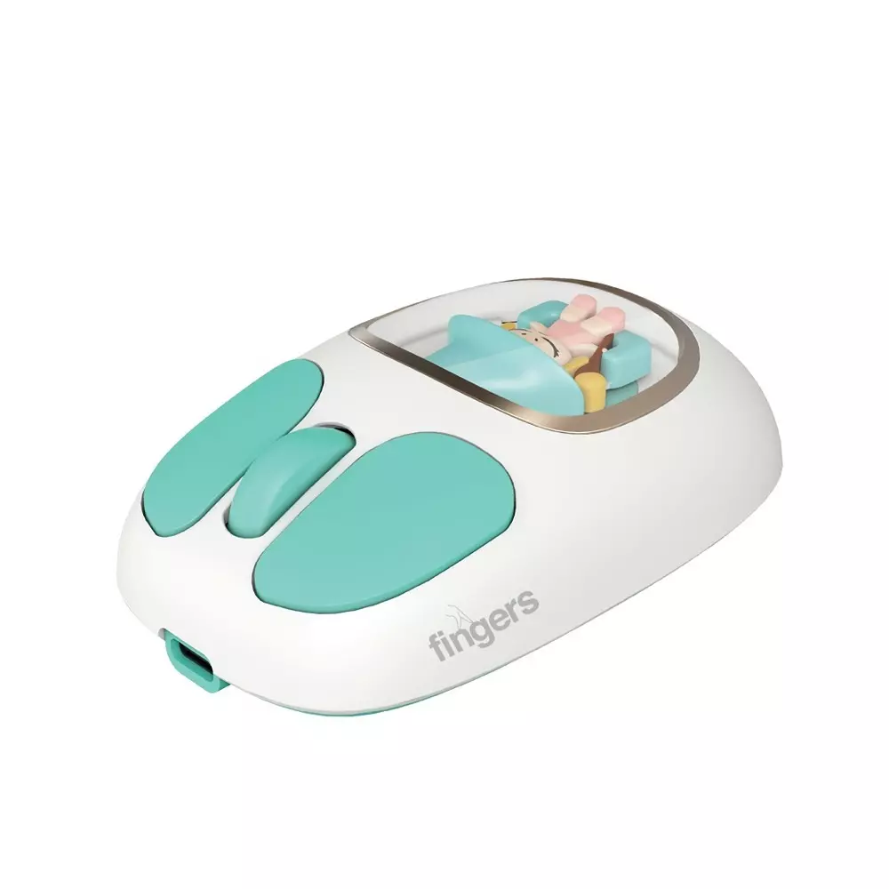 fingers-wireless-mouse-usb-bluetooth-interface-3-million-life-cycles-switch-life-10-m-wireless-range-sunshine-yellow-happy-white-teal-color-cuteclicks-wb4