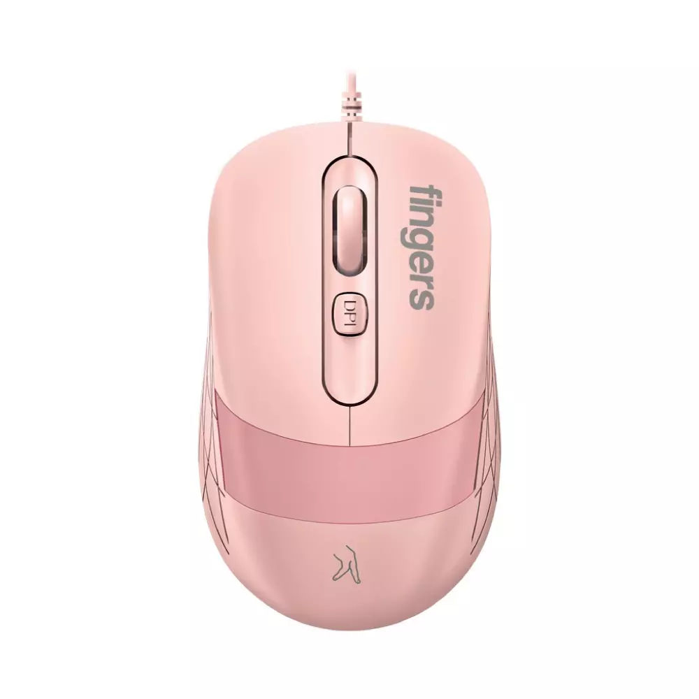 FINGERS Wired Mouse USB Interface 800/1200 (def) / 1600 / 2400 (Changeable) Resolution 4 Buttons with Scroll Wheel Blush Pink Color, SuperHit