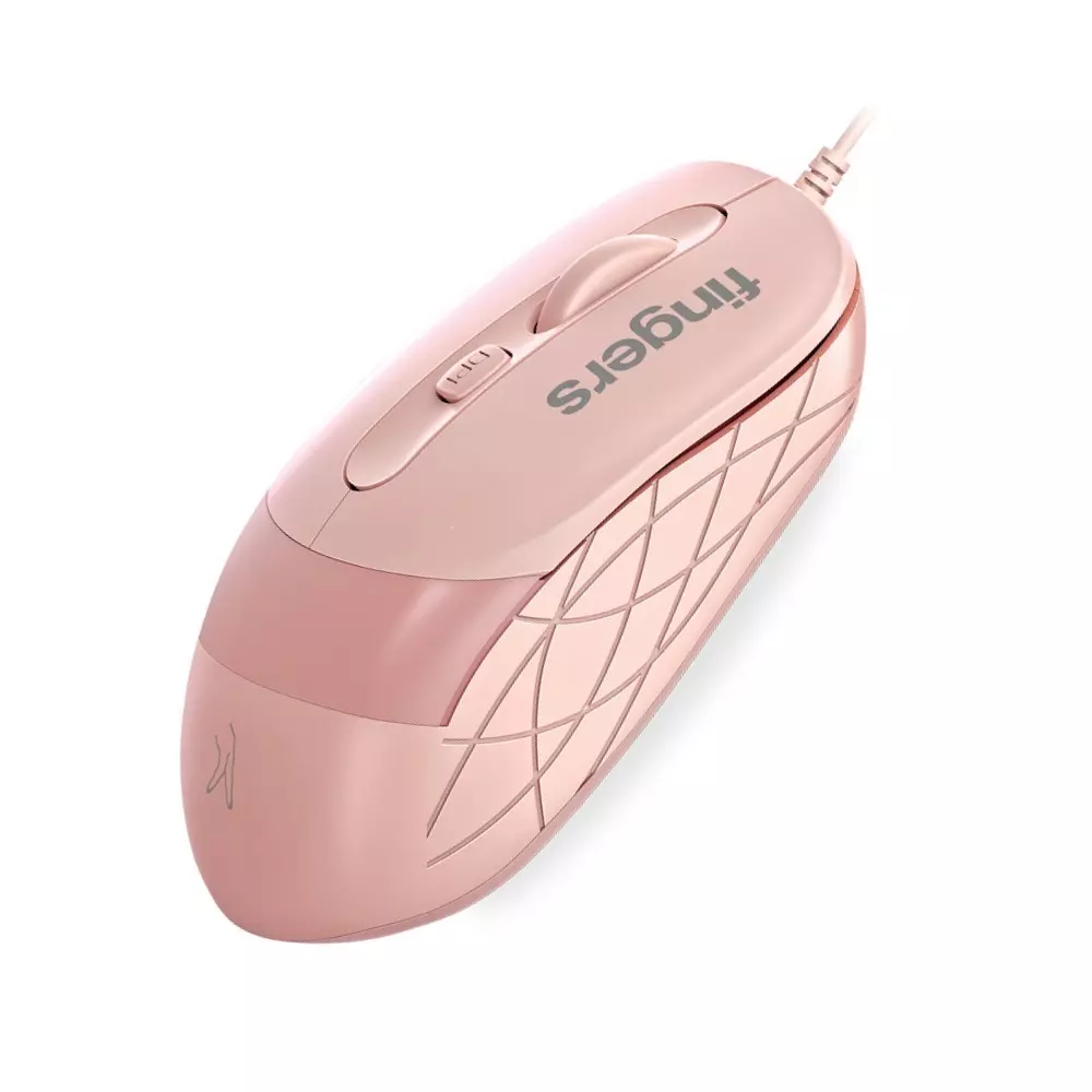 fingers-wired-mouse-usb-interface-8001200-def-1600-2400-changeable-resolution-4-buttons-with-scroll-wheel-blush-pink-color-superhit