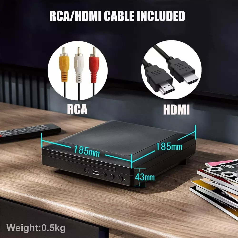 Divine Mini DVD Player with Built-in PAL/NTSC System and USB Input for HDMI/AV Output TV DVP-508