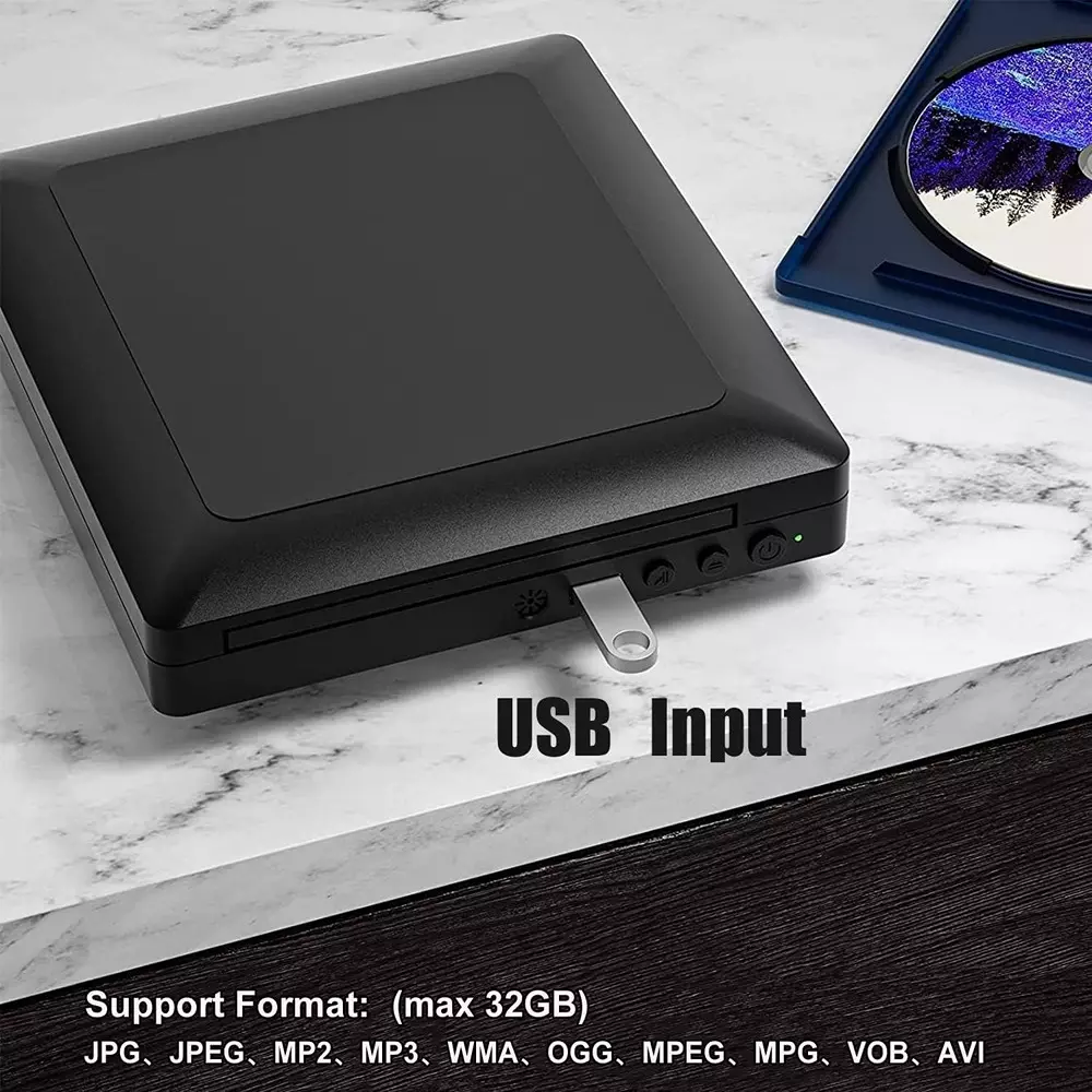 Divine Mini DVD Player with Built-in PAL/NTSC System and USB Input for HDMI/AV Output TV DVP-508