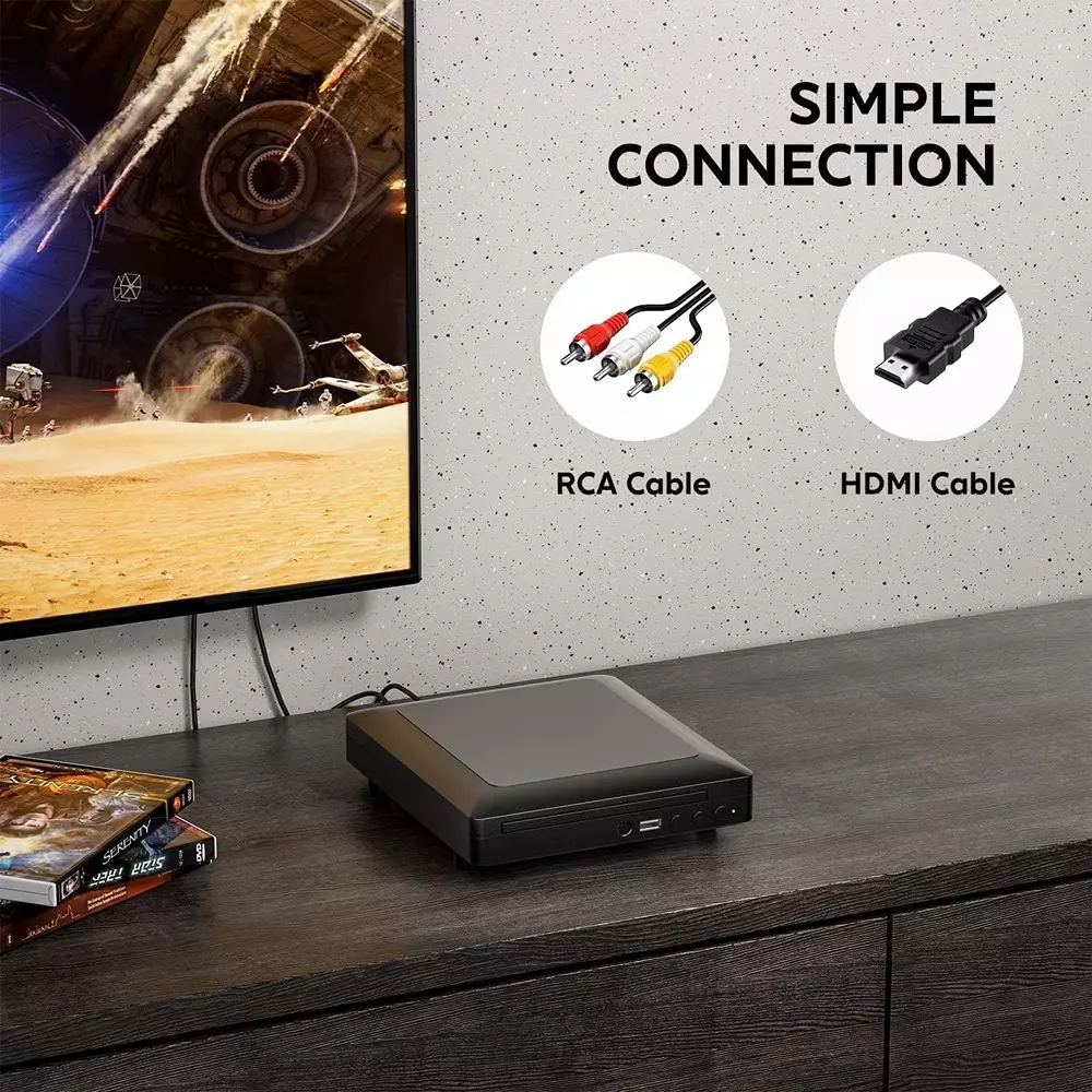 Divine Mini DVD Player with Built-in PAL/NTSC System and USB Input for HDMI/AV Output TV DVP-508