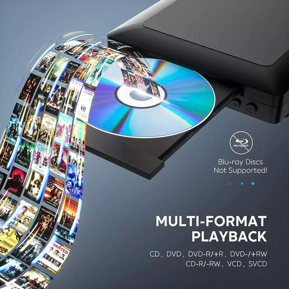 Divine Mini DVD Player with Built-in PAL/NTSC System and USB Input for HDMI/AV Output TV DVP-508