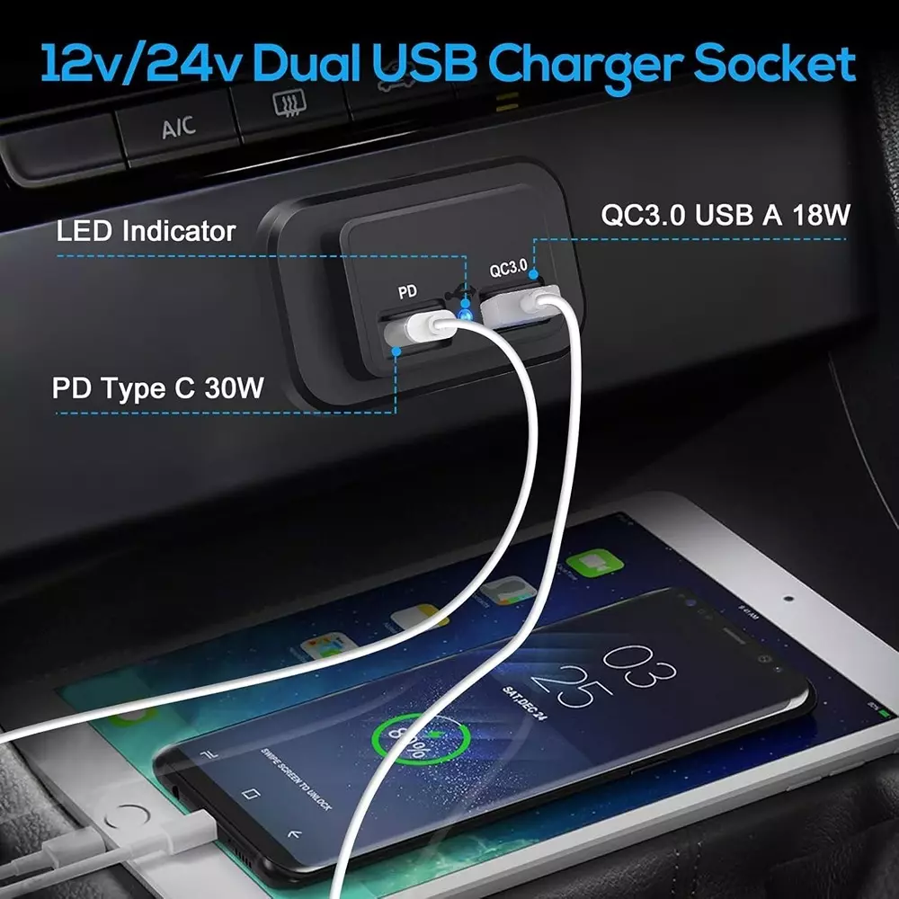 LOTA Quick Charge Dual USB Charger Socket 12 V RV USB Outlet, MST-3033-LT