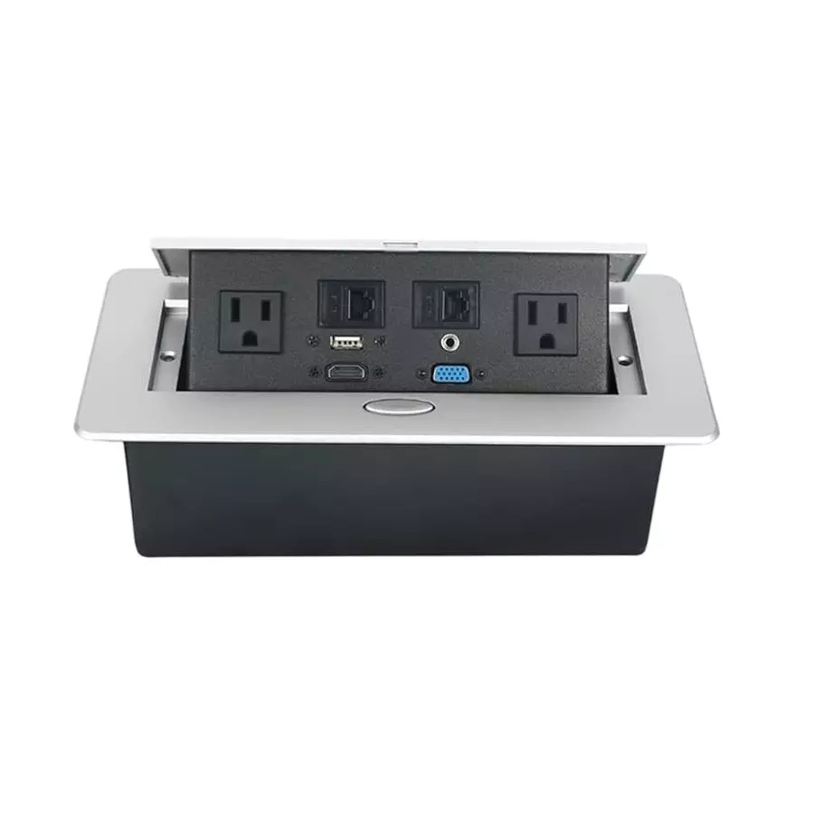 LOTA Pop-Up Box with Retractable HDMI, USB and Power Outlet Hub for Desk and Conference Rooms, MST-1412-LT