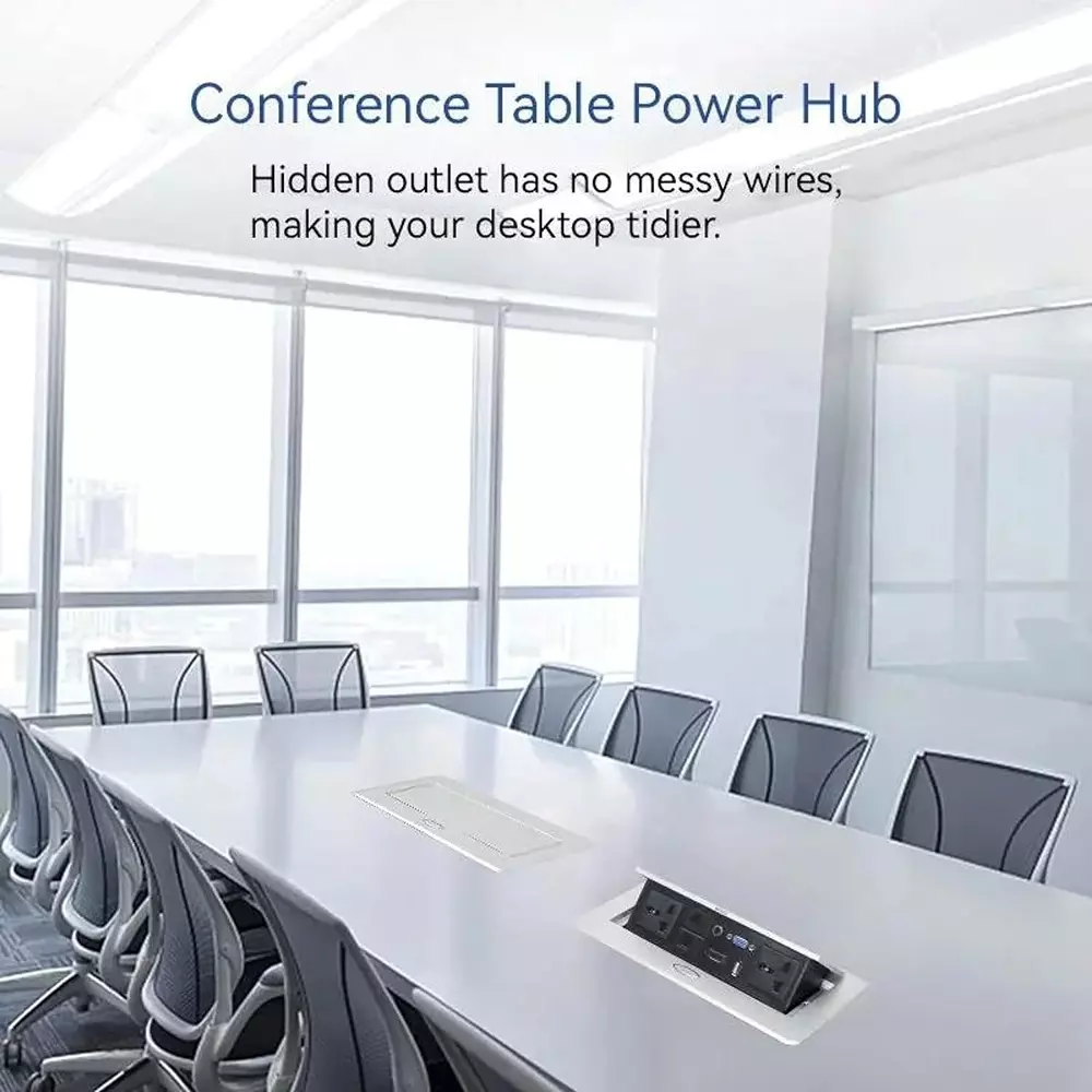 LOTA Pop-Up Box with Retractable HDMI, USB and Power Outlet Hub for Desk and Conference Rooms, MST-1412-LT