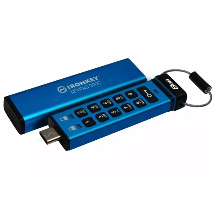 Kingston IronKey Keypad 200C 8 GB USB 3.2 USB Flash Drive, IKKP200C/8GB