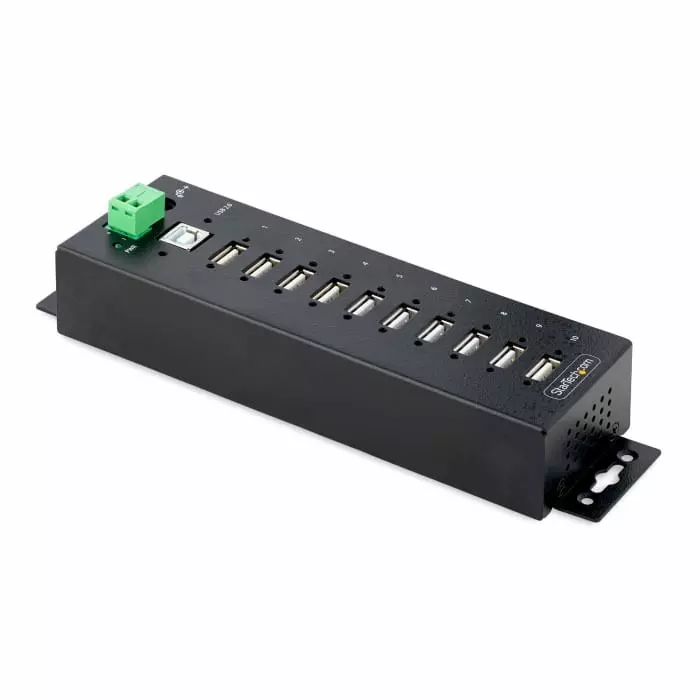 StarTech.com USB Hub 10 Ports USB 2.0 USB-A Terminal Connector Powered 19.8x3.1x5.6 cm, USB210AIND-USB-A-HUB