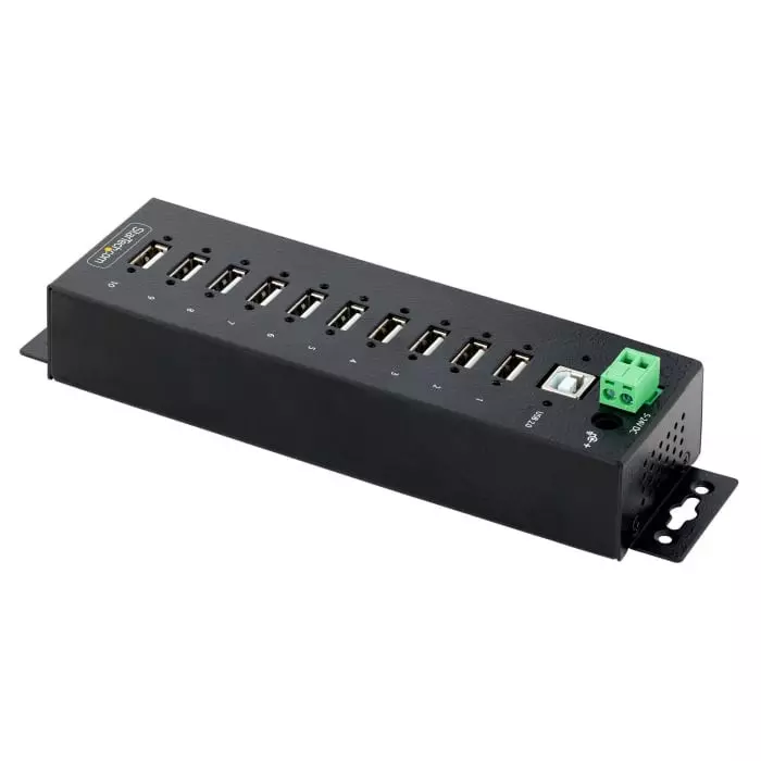 StarTech.com USB Hub 10 Ports USB 2.0 USB-A Terminal Connector Powered 19.8x3.1x5.6 cm, USB210AIND-USB-A-HUB