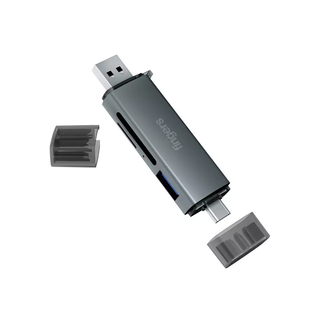 fingers-usb-hub-usb-20-type-c-30-interface-3-ports-micro-sd-card-sd-card-usb-30-space-grey-color-flexiport