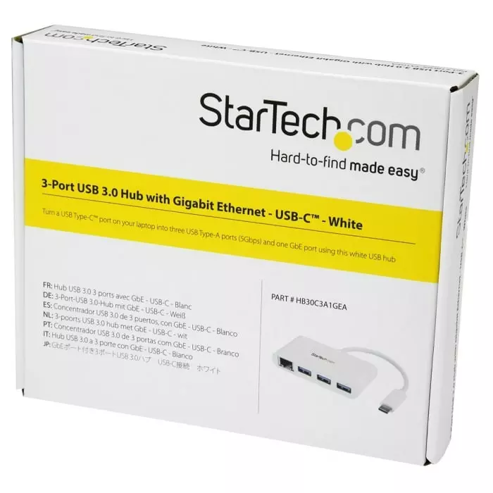 StarTech.com USB Hub 3 Ports USB 3.0 USB-C 78 mm x 41 mm x 1.5 cm, HB30C3A1GEA