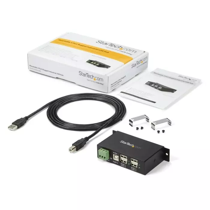 StarTech.com USB Hub 4 Ports USB 2.0 USB-A Terminal Connector Powered 114.5x57.3x26.3 mm, ST4200USBM