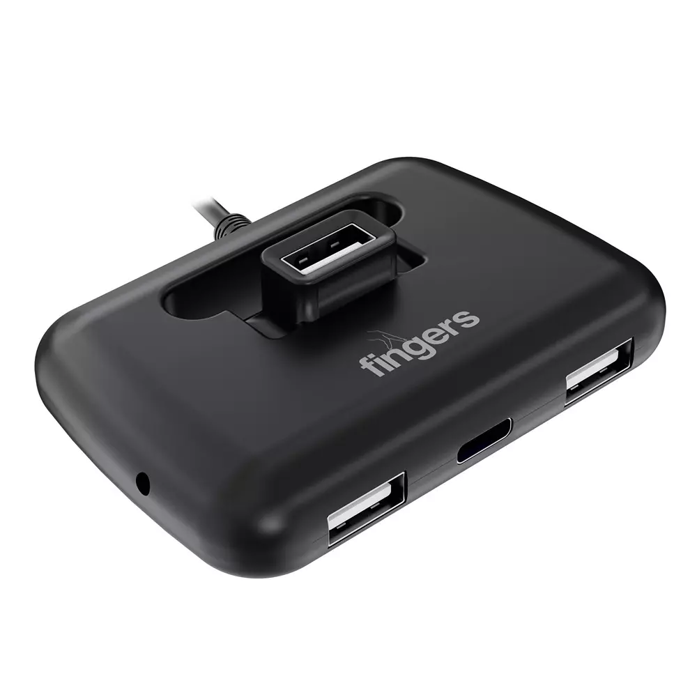 fingers-usb-hub-usb-interface-4-ports-3-x-usb-20-1-x-type-c-20-jet-piano-black-color-quadrant-cu20