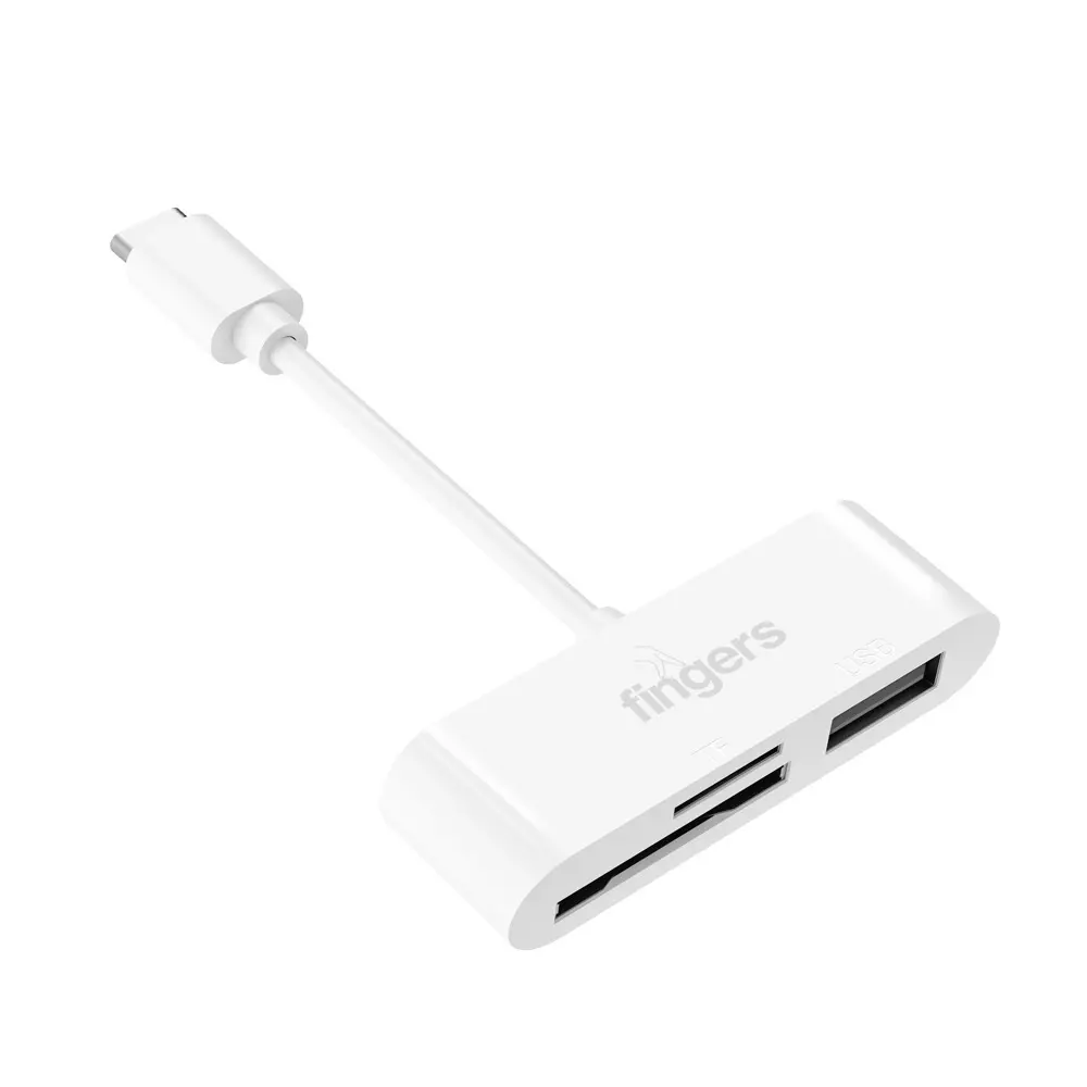 fingers-usb-hub-type-c-20-interface-3-ports-sd-card-microsd-usb-20-classic-white-color-compacto