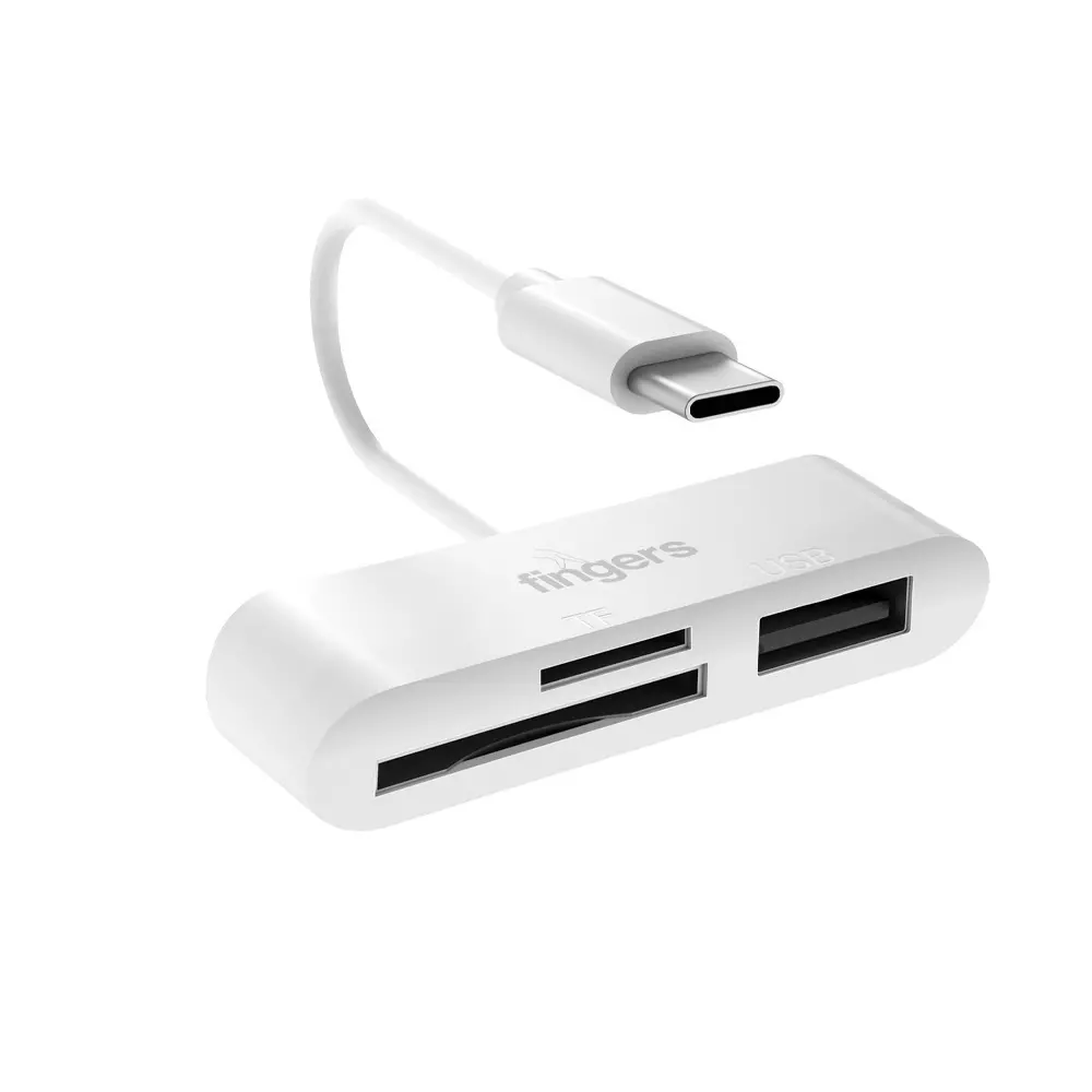 fingers-usb-hub-type-c-20-interface-3-ports-sd-card-microsd-usb-20-classic-white-color-compacto