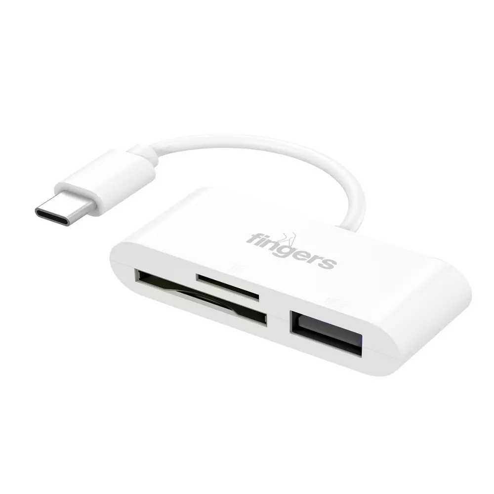 fingers-usb-hub-type-c-20-interface-3-ports-sd-card-microsd-usb-20-classic-white-color-compacto