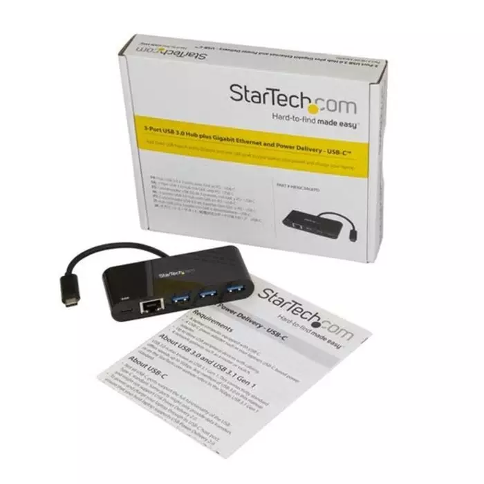 StarTech.com USB Hub 3 Ports USB 3.0 USB-A USB-C 95x41x17 mm, HB30C3AGEPD