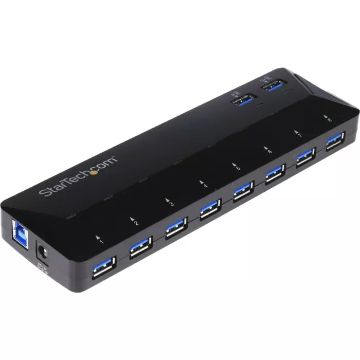 StarTech.com USB Hub 10 Ports USB 3.0 USB-A AC Adapter Powered 201x60x24 mm, ST103008U2C