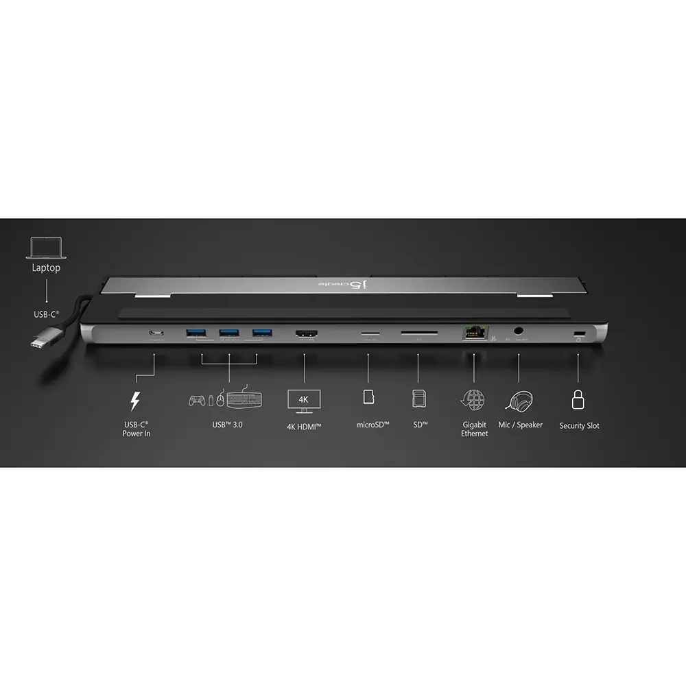 J5Create Powerful 7 Port USB 3.0 Hub with Super Speed Data Transfer & Fast Charging for Laptops, MacBooks, and PCs, JUH377