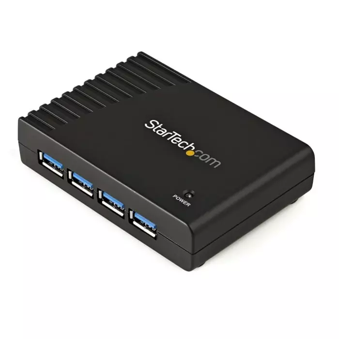 StarTech.com USB Hub 4 Ports USB 3.0 USB-A External Power Adapter Powered 3.7x2.7x0.9 inch, ST4300USB3EU