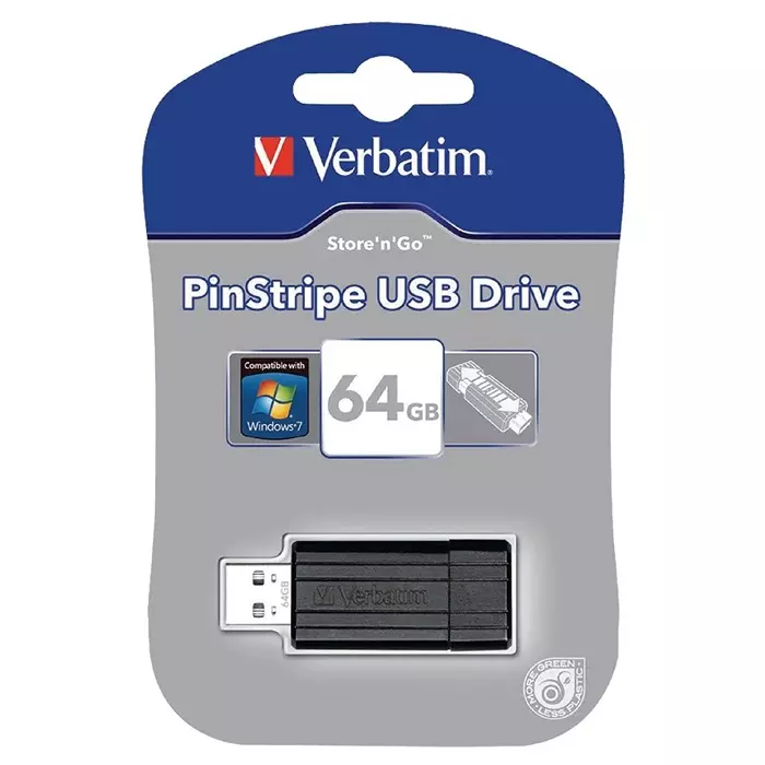Verbatim PinStripe 64 GB USB 2.0 USB Stick, 49065