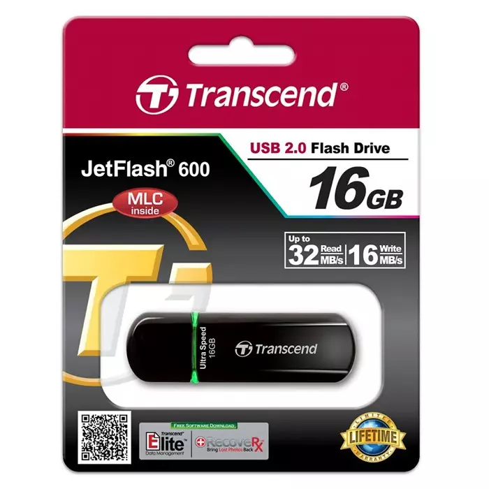 Transcend JetFlash 600 16 GB USB 2.0 USB Stick, TS16GJF600