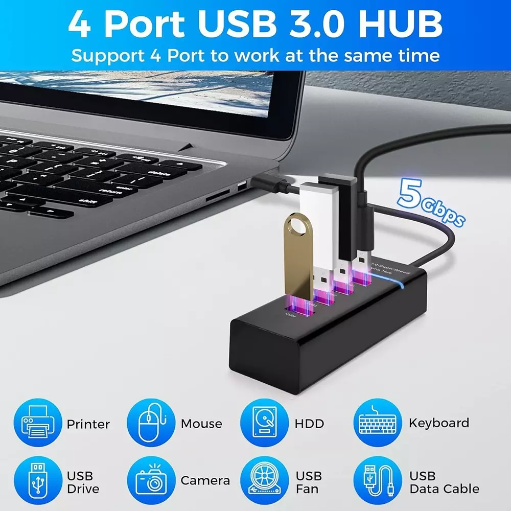 LOTA High-Speed USB 3.0 Hub 4-Port Plug & Play & Compact Design, MST-886-LT