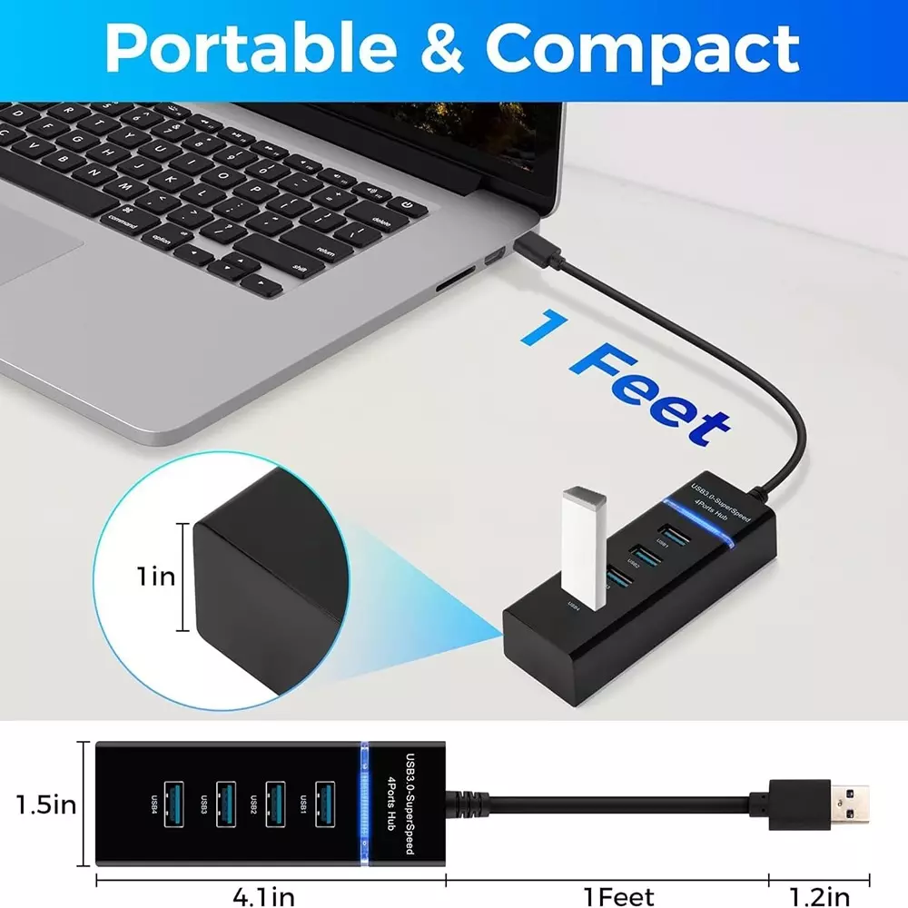 LOTA High-Speed USB 3.0 Hub 4-Port Plug & Play & Compact Design, MST-886-LT