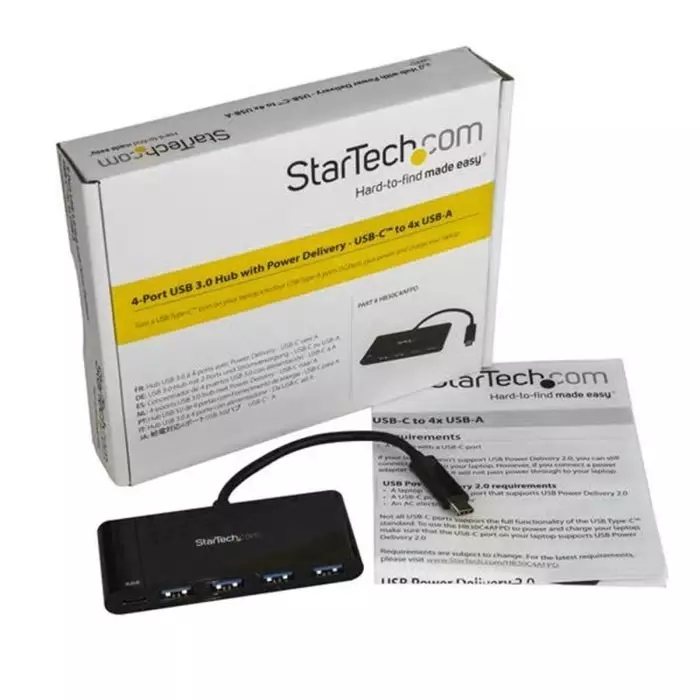StarTech.com USB Hub 4 Ports USB 3.0 USB-A USB-C 93x40x11 mm, HB30C4AFPD