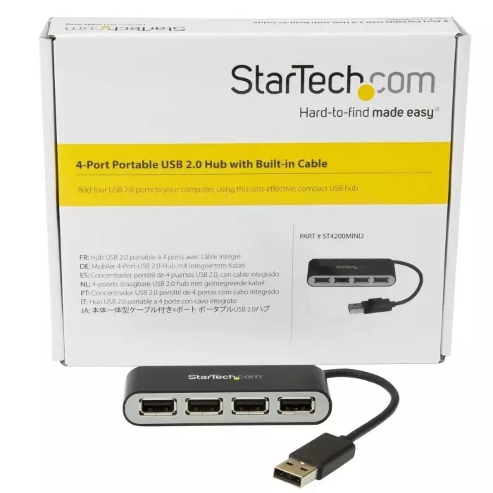 StarTech.com USB Hub 4 Ports USB 2.0 USB-A 82x27x15 mm, ST4200MINI2