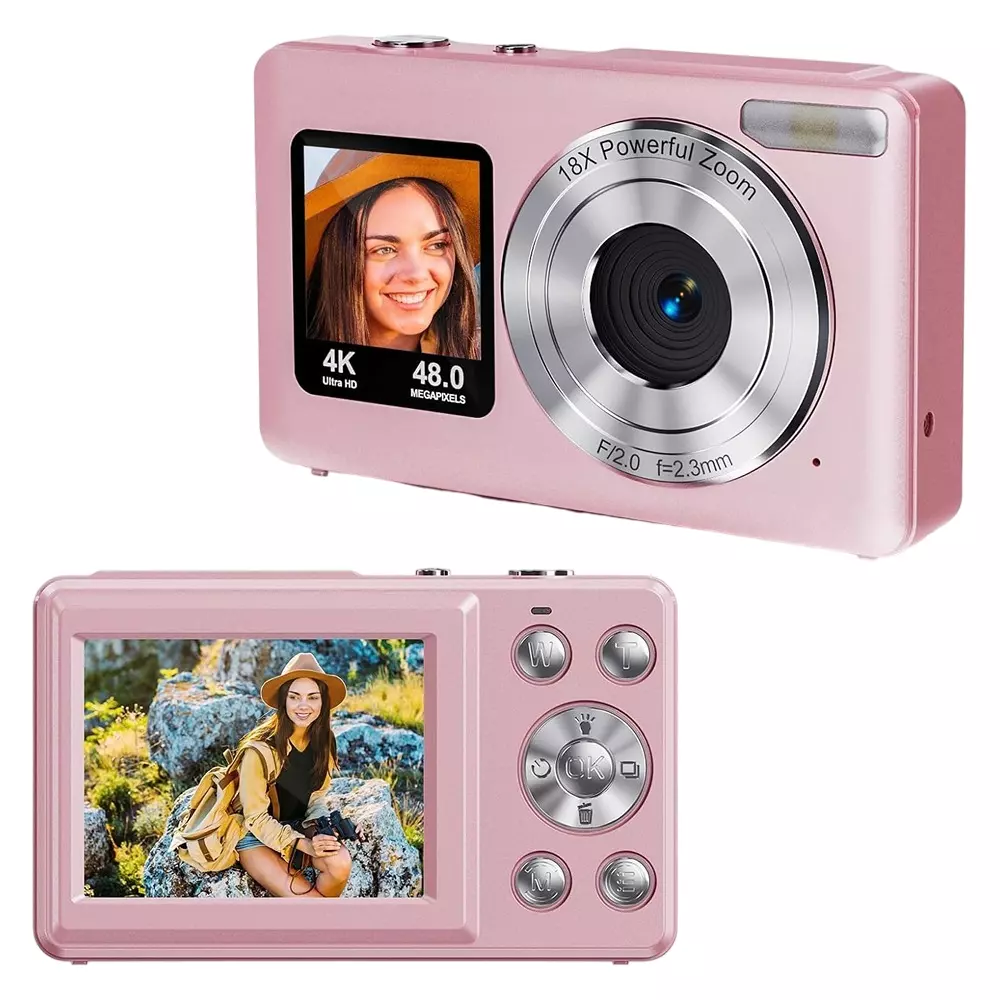 Divine 4K Digital Camera 48MP 18X Powefull Zoom Pink With Dual Screen and 64 GB SD Card DC-7