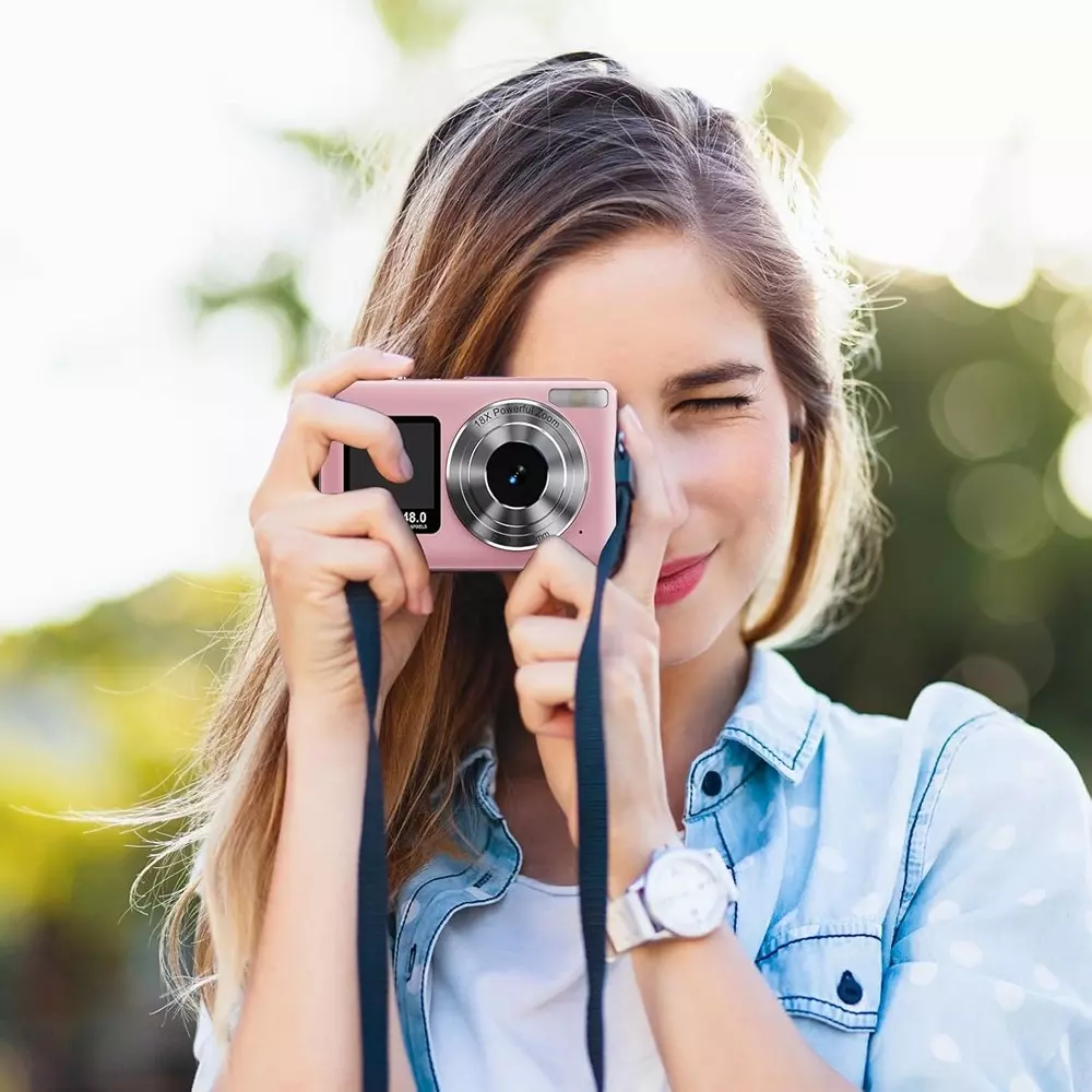 Divine 4K Digital Camera 48MP 18X Powefull Zoom Pink With Dual Screen and 64 GB SD Card DC-7
