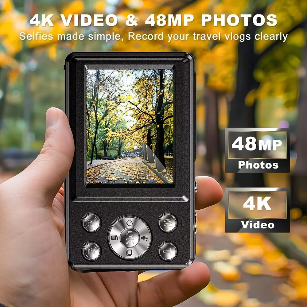 Divine 4K Digital Camera 48MP 18X Powefull Zoom with Dual Screen, 64 GB SD Card and Built-in Batteries DDC-75