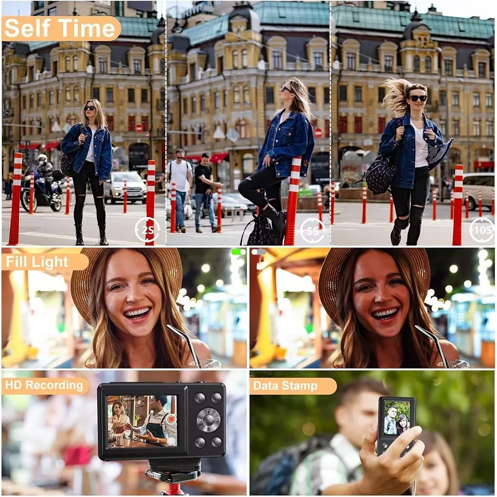 Divine 4K Digital Camera 48MP 18X Powefull Zoom with Dual Screen, 64 GB SD Card and Built-in Batteries DDC-75