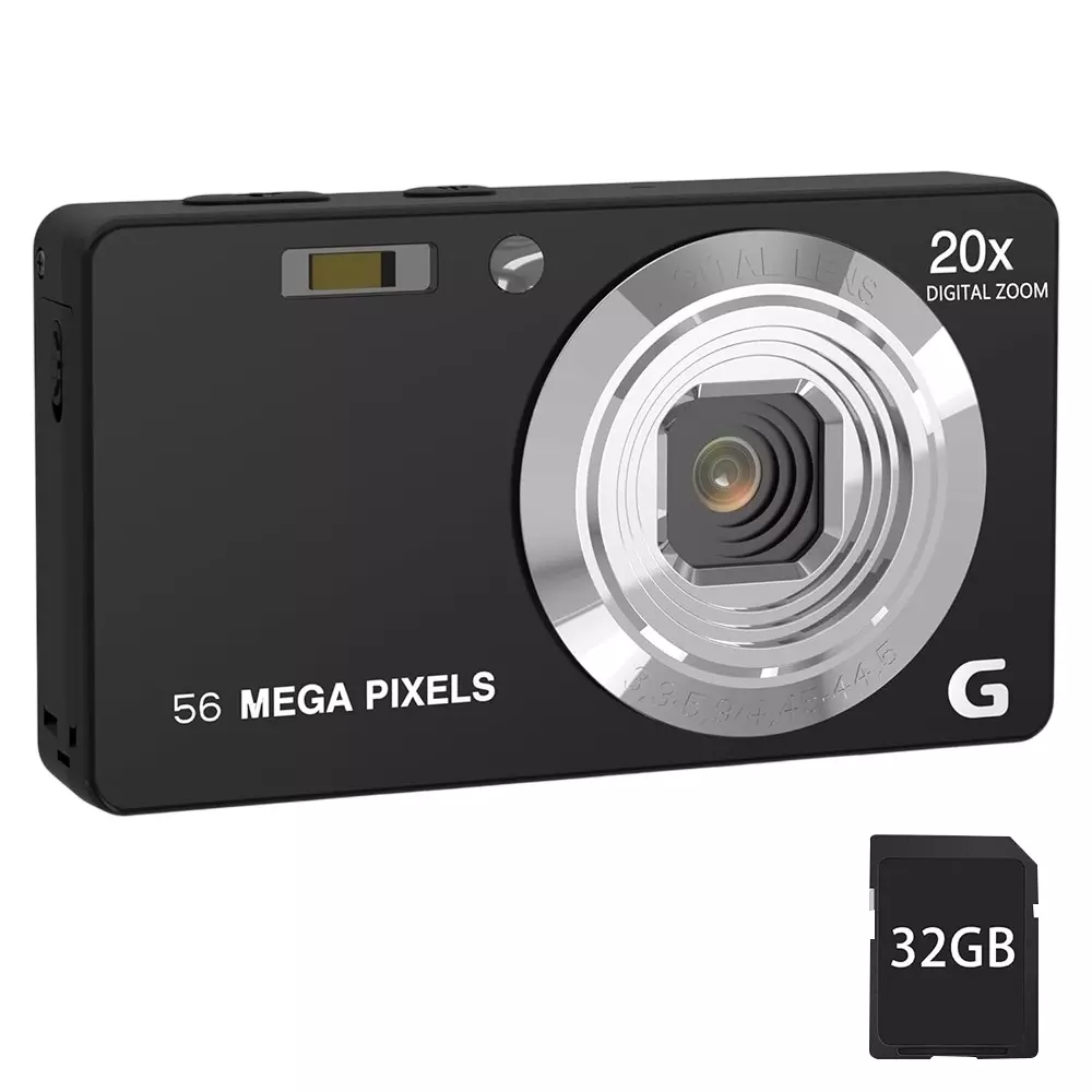 Divine 4K Ultra HD Digital Camera 56 MP 20X Digital Zoom Black with 32 GB SD Card, Autofocus and Anti Shake CDF5S