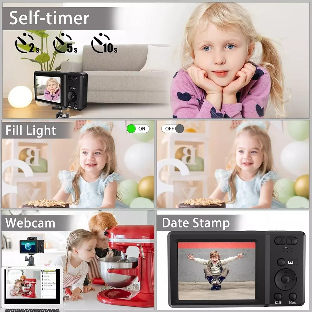 Divine 4K Ultra HD Digital Camera 56 MP 20X Digital Zoom Black with 32 GB SD Card, Autofocus and Anti Shake CDF5S