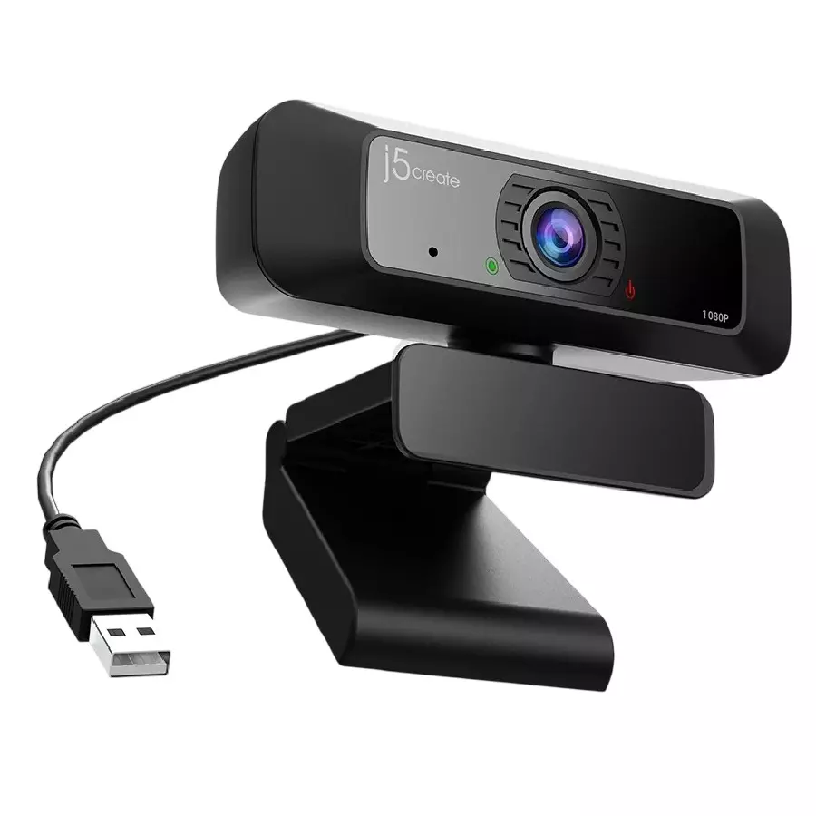 J5Create Full HD USB Webcam 360° Rotation 1080p Built-in Microphone, Low Light Enhancement, Plug & Play for Windows, macOS, Chrome OS, JVCU100