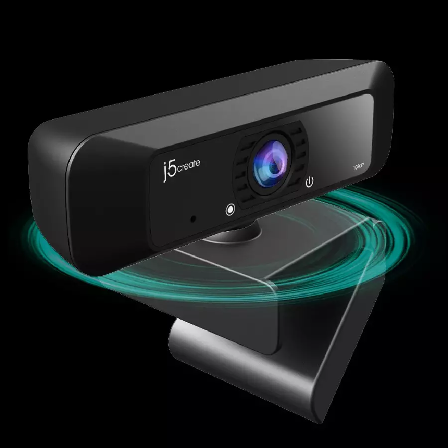 J5Create Full HD USB Webcam 360° Rotation 1080p Built-in Microphone, Low Light Enhancement, Plug & Play for Windows, macOS, Chrome OS, JVCU100