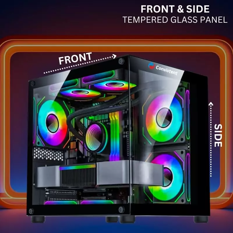 Consistent Sniper Gaming Cabinet Black Supports Micro ATX/ITX Motherboard, CIG2005