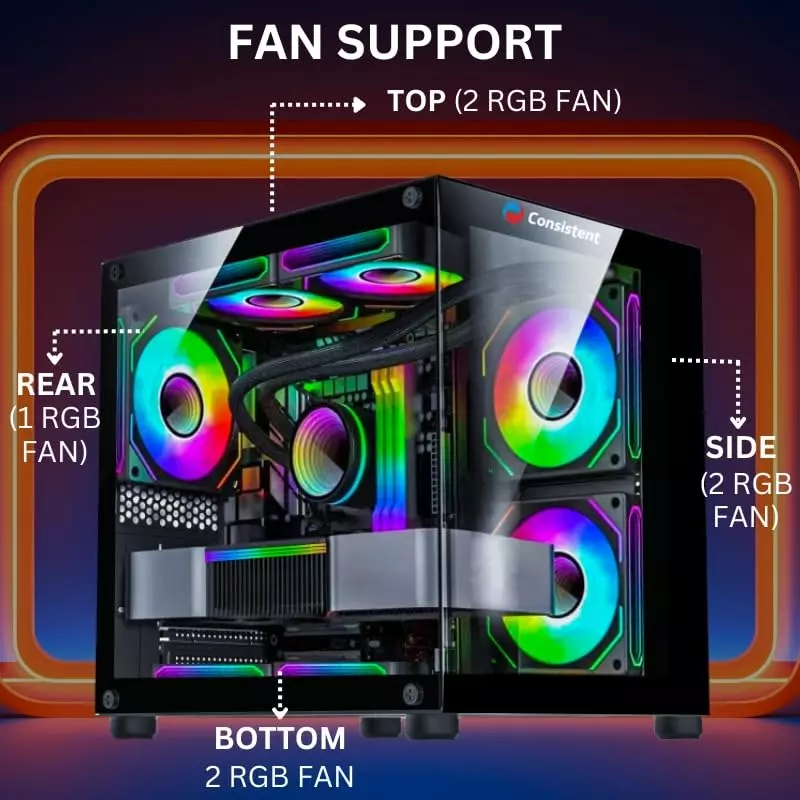 Consistent Sniper Gaming Cabinet Black Supports Micro ATX/ITX Motherboard, CIG2005