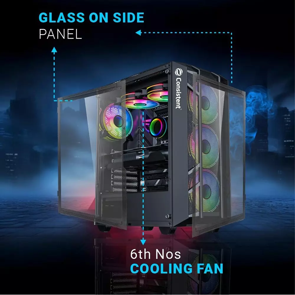 Consistent Spectrum Gaming Cabinet Black Supports Micro ATX/Mini ATX/ITX Motherboard, CIG2009