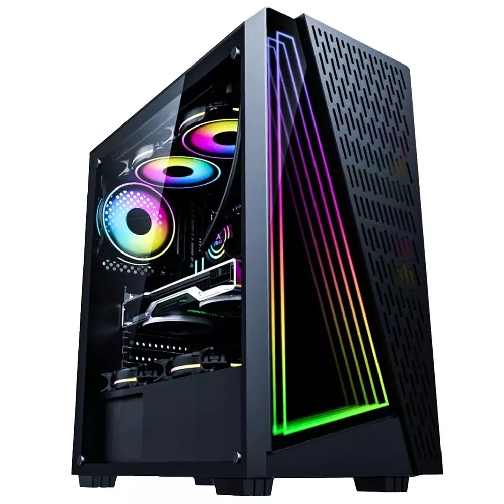 Consistent Auralight Gaming Cabinet Black Supports Micro ATX/ATX/ITX Motherboard, CIG2011