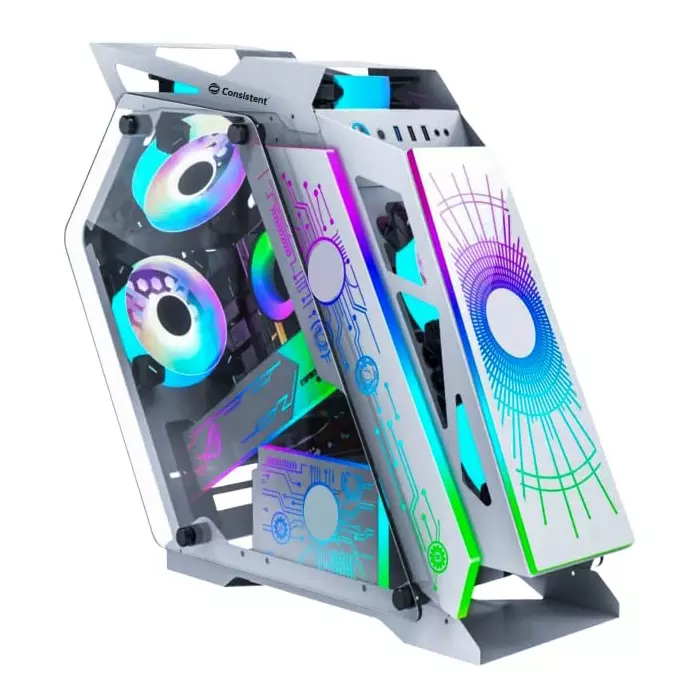 Consistent Destroyer Gaming Cabinet Silver Supports Micro ATX/Mini-ITX Motherboard, CIG2012