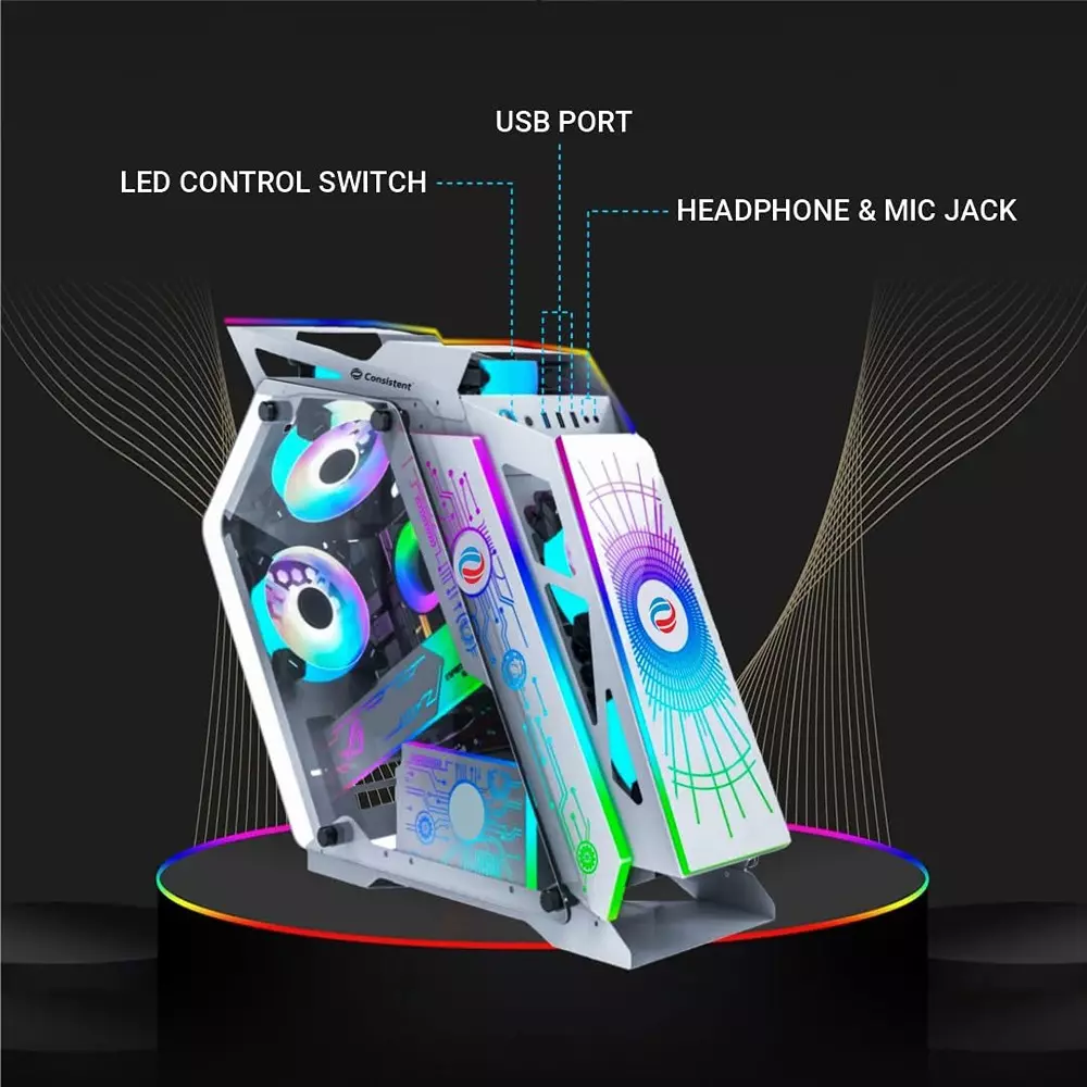 Consistent Destroyer Gaming Cabinet Silver Supports Micro ATX/Mini-ITX Motherboard, CIG2012