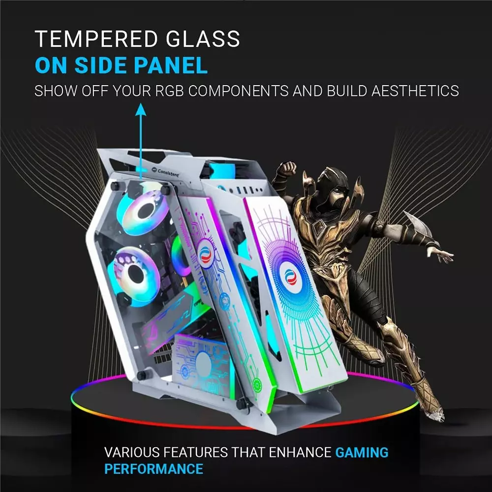 Consistent Destroyer Gaming Cabinet Silver Supports Micro ATX/Mini-ITX Motherboard, CIG2012