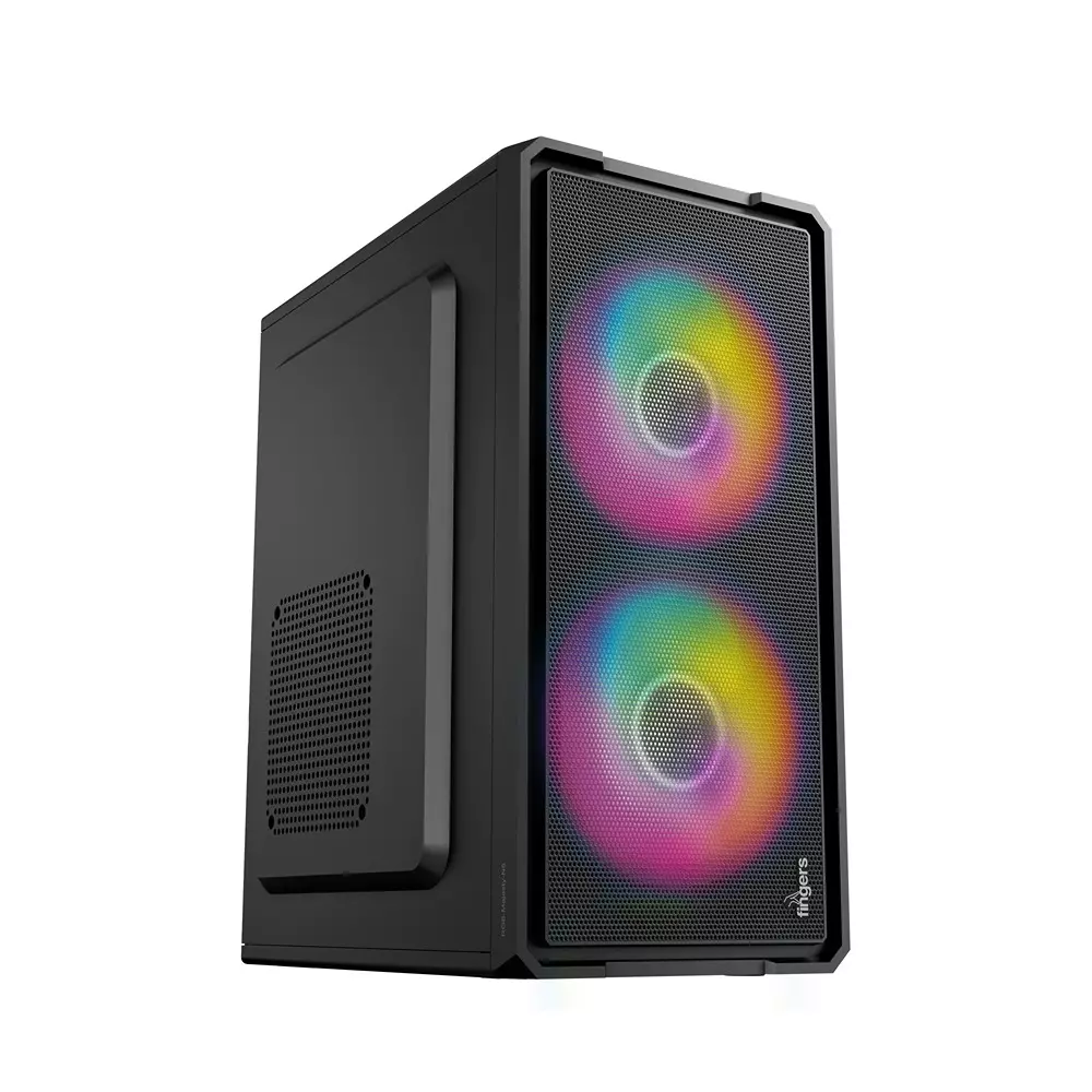 FINGERS PC Cabinet 4 PCI Slots Micro ATX Form Factor M-ATX/Mini-ITX Motherboard Compatibility Rich Black Color, RGB-Majesty-N5