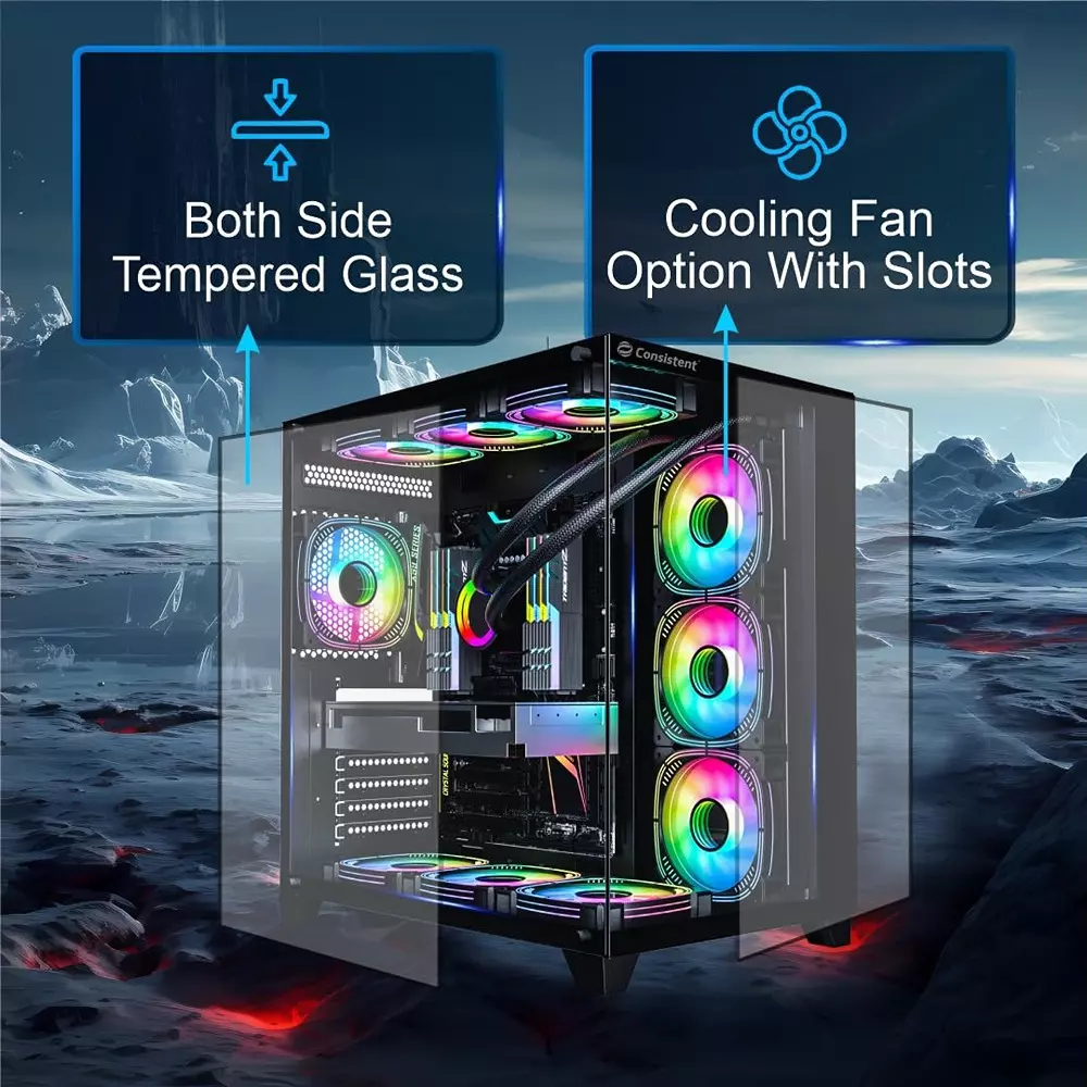 Consistent Defender Gaming Cabinet Black Supports Micro ATX/Mini-ITX Motherboard, CIG2013