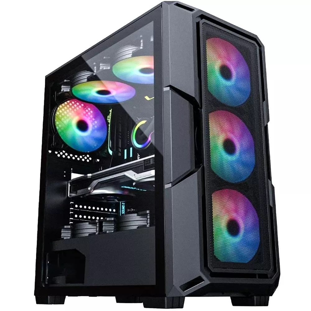 Consistent Lunar Gaming Cabinet Black Supports Micro ATX/ATX/ITX Motherboard, CIG2010
