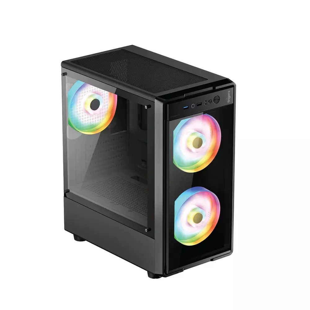 FINGERS PC Cabinet 4 PCI Slots Micro ATX Form Factor M-ATX/Mini-ITX Motherboard Compatibility Rich Black Color, 3D-Vision-G3