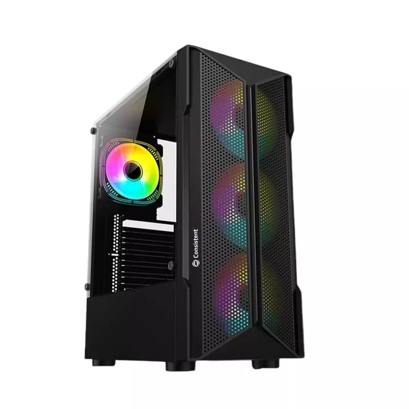 Consistent Neon Gaming Cabinet Black Supports Micro ATX/Mini ATX/ATX Motherboard, CIG2002